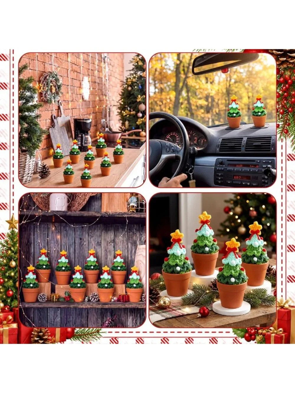 10 Pcs Handmade Mini Crochet Christmas Trees - Perfect Holiday Gifts & Decor